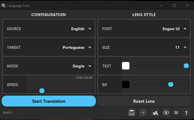 Language Lens Dark Theme